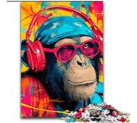 1000 Piece Jigsaw Puzzle for Adults Teens Monkey with Headphones, Educational Toys Is Ideal As A Gift for The Whole Family (Size 26x38cm)