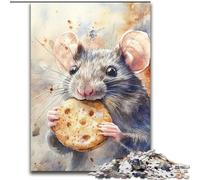 1000 Piece Jigsaw Puzzle for Adults Teens Mouse Eating Cookies, Help The Brain Exercise Addictive Toys to Cultivate Patience Perfect Decoration (Size 50x75cm)