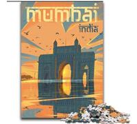 1000 Piece Jigsaw Puzzle for Adults Teens Mumbai Gateway, Stress Relief with Fully Interlocking Randomly Shaped Pieces for And 14 Years Old 50x75cm