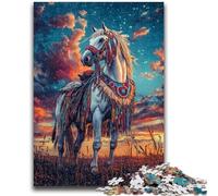 1000 Piece Jigsaw Puzzle for Adults Teens Native American Horse Adult Puzzles,Challenging Game Gifts for Is Ideal As A Gift for The Whole Family (75x50cm)