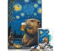1000 Piece Jigsaw Puzzle for Adults Teens Night Sky Beer Capybara 1000 Piece Jigsaw,Challenging Family Activity Games DIY Toy for Home Wall Decor Gifts (size 38x26cm)