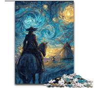 1000 Piece Jigsaw Puzzle for Adults Teens Night Sky Cowboy,Help The Brain Exercise Addictive Toys to Cultivate Patience Wall Decoration 50x75cm