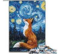 1000 Piece Jigsaw Puzzle for Adults Teens Night Sky Fox Challenging To Complete But Fun And Humorous with Matching Poster And Trivia Sheet 50x75cm