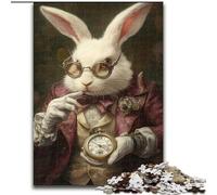 1000 Piece Jigsaw Puzzle for Adults Teens Noble Rabbit Stress Reliever Difficult Challenge with Matching Poster And Trivia Sheet 50x75cm