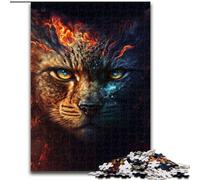 1000 Piece Jigsaw Puzzle for Adults Teens Paint Fire Cat Face, Suitable for People Aged 14 And Above Challenging To Complete But Fun And Humorous Great Gift (Size 26x38cm)
