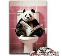 1000 Piece Jigsaw Puzzle for Adults Teens Panda on The Toilet Jigsaw,Family Entertainment Toys with Matching Poster And Trivia Sheet (50x75cm)