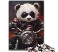 1000 Piece Jigsaw Puzzle for Adults Teens Panda Riding A Motorcycle 1000 Pieces for Adults,learning Educational Is Ideal As A Gift for The Whole Family (26x38cm)