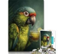 1000 Piece Jigsaw Puzzle for Adults Teens Parrot Drinking A Drink, Difficult And Challenge,Wall Decoration Unique Birthday And Xmas Gifts Suitable for And 14 38x26cm