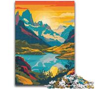 1000 Piece Jigsaw Puzzle for Adults Teens Patagonia Lake Sunset 1000 Pieces for Adults,Challenging Game Gifts for Is Ideal As A Gift for The Whole Family (26x38cm)