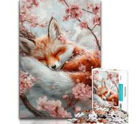 1000 Piece Jigsaw Puzzle for Adults Teens Peach Blossom Fox Puzzles for Teenagers,Fun Games Every Piece Is Unique - Challenging Family Fun Game (size 75x50cm)
