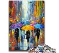 1000 Piece Jigsaw Puzzle for Adults Teens People in The Rain Jigsaw,Staycation Kill Time with Fully Interlocking Randomly Shaped Pieces (38x26cm)