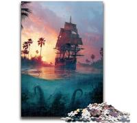 1000 Piece Jigsaw Puzzle for Adults Teens Pirate Ship Learning Educational Toys Family Games Gifts for Friends And Family 26X38CM