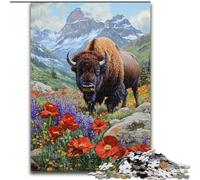 1000 Piece Jigsaw Puzzle for Adults Teens Poppy Bison Artistic Wall Decor & Birthday Gift Idea for Friends, Home Office (size 50x75cm)