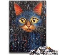 1000 Piece Jigsaw Puzzle for Adults Teens Psychedelic Cat Puzzles,Staycation Kill Time with Fully Interlocking Randomly Shaped Pieces (75x50cm)