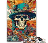 1000 Piece Jigsaw Puzzle for Adults Teens Psychedelic Cowboy Skull Adult Puzzles,Challenging Game Gifts for Is Ideal As A Gift for The Whole Family (75x50cm)
