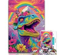 1000 Piece Jigsaw Puzzle for Adults Teens Psychedelic Dinosaur Puzzles for Teenagers,Fun Games Every Piece Is Unique - Challenging Family Fun Game (size 38x26cm)