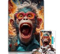 1000 Piece Jigsaw Puzzle for Adults Teens Psychedelic Monkey,Help The Brain Exercise Addictive Toys to Cultivate Patience Wall Decoration (75x50cm)