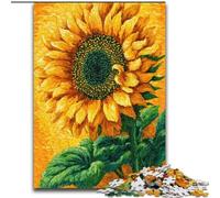 1000 Piece Jigsaw Puzzle for Adults Teens Psychedelic Sunflower Stress Reliever Difficult Challenge with Matching Poster And Trivia Sheet 26x38cm