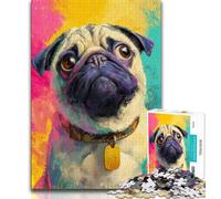 1000 Piece Jigsaw Puzzle for Adults Teens Pug,Help The Brain Exercise Addictive Toys to Cultivate Patience Wall Decoration (38x26cm)