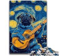 1000 Piece Jigsaw Puzzle for Adults Teens Pug Playing Guitar 1000 Pieces for Teenagers,learning Educational Is Ideal As A Gift for The Whole Family (26x38cm)