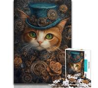 1000 Piece Jigsaw Puzzle for Adults Teens Punk Cat Jigsaw,Family Entertainment Toys with Matching Poster And Trivia Sheet 38x26cm