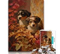 1000 Piece Jigsaw Puzzle for Adults Teens Puppy in The Fallen Leaves,Help The Brain Exercise Addictive Toys to Cultivate Patience Perfect Decoration (75x50cm)