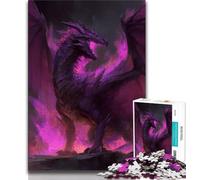 1000 Piece Jigsaw Puzzle for Adults Teens Purple Flying Dragon Jigsaw,Family Entertainment Toys with Matching Poster And Trivia Sheet 38x26cm