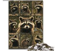 1000 Piece Jigsaw Puzzle for Adults Teens Raccoon Collage, Educational Games Home Decoration Is Ideal As A Gift for The Whole Family (size 26x38cm)