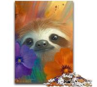 1000 Piece Jigsaw Puzzle for Adults Teens Rainbow Sloth Puzzles for Adults,Family Educational Games Home Decoration Gift (38x26cm)