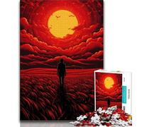 1000 Piece Jigsaw Puzzle for Adults Teens Red Sunset Puzzles for Teenagers,Fun Games Every Piece Is Unique - Challenging Family Fun Game (size 75x50cm)