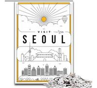 1000 Piece Jigsaw Puzzle for Adults Teens Seoul South Korea, Stress Relief Toys Unique Home Decor And Gifts for Age 14 50x75cm