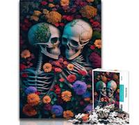 1000 Piece Jigsaw Puzzle for Adults Teens Skeleton Sea of Flowers Adult Jigsaw,Artistic Wall Decor & Birthday Gift Idea for Friends, Home Office (size 38x26cm)