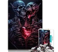 1000 Piece Jigsaw Puzzle for Adults Teens Skull Heart Adult Jigsaw,Artistic Wall Decor & Birthday Gift Idea for Friends, Home Office (size 75x50cm)