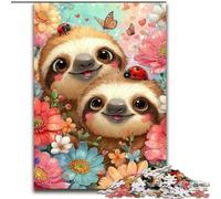1000 Piece Jigsaw Puzzle for Adults Teens Sloth in The Flowers, Family Activity Unique Home Decor And Gifts for Ages 14+ (Size 26x38cm)