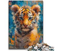 1000 Piece Jigsaw Puzzle for Adults Teens Smiling Baby Tiger Puzzles,Staycation Kill Time with Fully Interlocking Randomly Shaped Pieces (38x26cm)