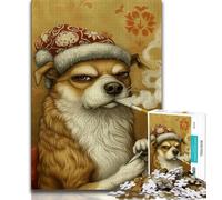 1000 Piece Jigsaw Puzzle for Adults Teens Smoking Dog 1000 Pieces for Adults,Secret Santa Gifts for Age 14 Years Up (size 38x26cm)