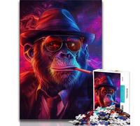 1000 Piece Jigsaw Puzzle for Adults Teens Smoky Chimpanzee 1000 Piece Jigsaw,is Ideal As Gifts for The Whole Family Suitable for And 14 (size 75x50cm)
