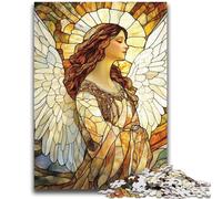 1000 Piece Jigsaw Puzzle for Adults Teens Stained Glass Angel Family Entertainment Toys Educational Game for Birthday, Chrismas for Ages 14+ 26x38cm