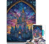 1000 Piece Jigsaw Puzzle for Adults Teens Stained Glass Castle,Help The Brain Exercise Addictive Toys to Cultivate Patience Perfect Decoration (38x26cm)
