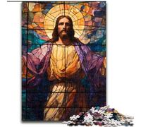 1000 Piece Jigsaw Puzzle for Adults Teens Stained Glass Jesus Learning Educational Toys Family Games Birthday Present, Gifts (size 26x38cm)