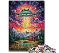 1000 Piece Jigsaw Puzzle for Adults Teens Stained Glass UFO Help The Brain Exercise Addictive Toys to Cultivate Patience Parent-child Interaction 50x75cm