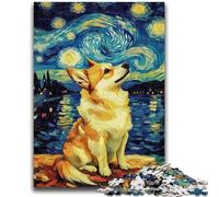 1000 Piece Jigsaw Puzzle for Adults Teens Starry Night Adorable Huskies Help The Brain Exercise Addictive Toys to Cultivate Patience Parent-child Interaction 26x38cm