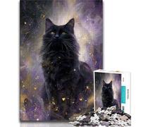 1000 Piece Jigsaw Puzzle for Adults Teens Starry Sky Black Cat,Help The Brain Exercise Addictive Toys to Cultivate Patience Perfect Decoration (38x26cm)