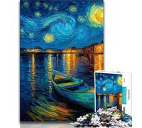 1000 Piece Jigsaw Puzzle for Adults Teens Starry Sky Boat,Educational Games Home Decoration Birthday Present,Gifts,Wall Art (38x26cm)