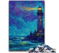 1000 Piece Jigsaw Puzzle for Adults Teens Starry Sky Lighthouse Teenager Puzzles,Perfect for Game Nights, Colorful Toy for Home Gift (38x26cm)