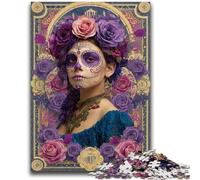 1000 Piece Jigsaw Puzzle for Adults Teens Sugar Skull Woman Help The Brain Exercise Addictive Toys to Cultivate Patience Parent-child Interaction 50x75cm