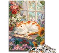 1000 Piece Jigsaw Puzzle for Adults Teens Sunflower Cat for And 14 Years And over Impossible Game Christmas Birthday Gift 50x75cm