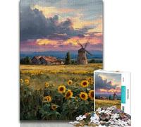 1000 Piece Jigsaw Puzzle for Adults Teens Sunflower Farm 1000 Piece Jigsaw,Challenging Family Activity Games DIY Toy for Home Wall Decor Gifts (size 75x50cm)