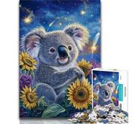 1000 Piece Jigsaw Puzzle for Adults Teens Sunflower Koala 1000 Piece Jigsaw,Challenging Family Activity Games DIY Toy for Home Wall Decor Gifts (size 75x50cm)