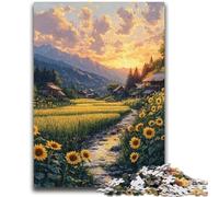 1000 Piece Jigsaw Puzzle for Adults Teens Sunflower Landscape Jigsaw,Staycation Kill Time with Fully Interlocking Randomly Shaped Pieces (38x26cm)